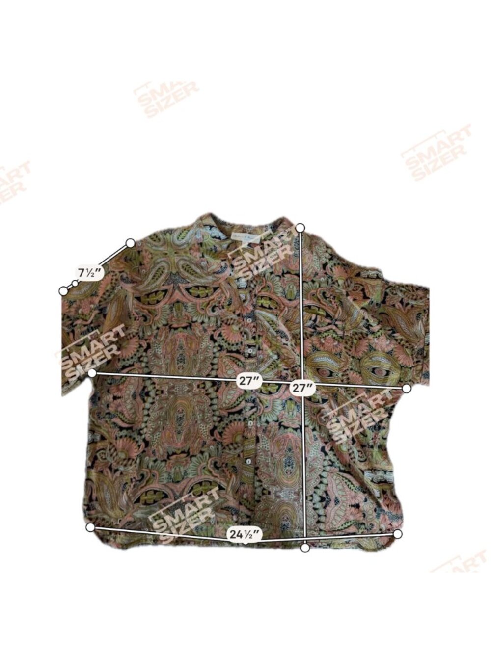 Women's Chelsea & Theodore Plus Size 1X Paisley Button Down Lightweight Top Shir - Picture 7 of 10